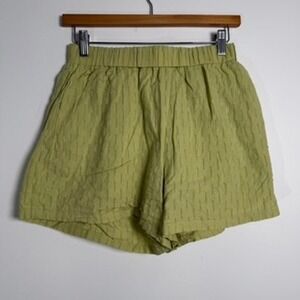 Cotton Blend Shorts Womens Medium Lime Green Textured Boho Summer